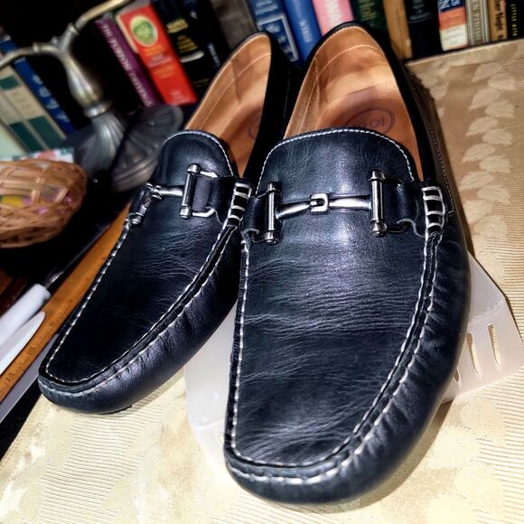 Men's 1901 Black Leather Bit Driving Shoes Loafers Casual Slip-on 10M - Picture 11 of 15